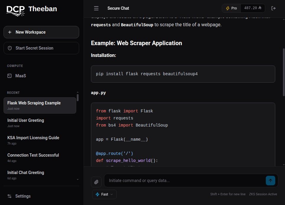 Theeban Secure Chat Interface